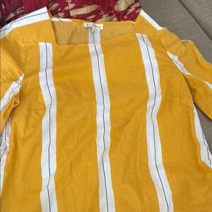 Jane and Delancey Yellow and White Striped Top